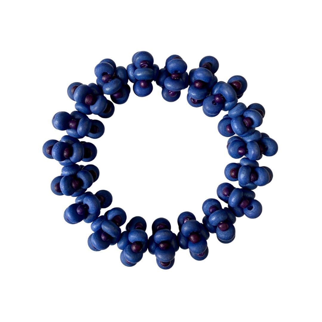 Bracciale legno elasticizzato Netra - blu - Bijondo