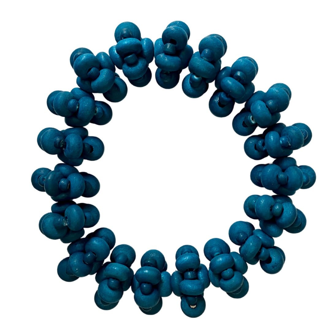 Bracciale legno elasticizzato Netra - petrolio - Bijondo