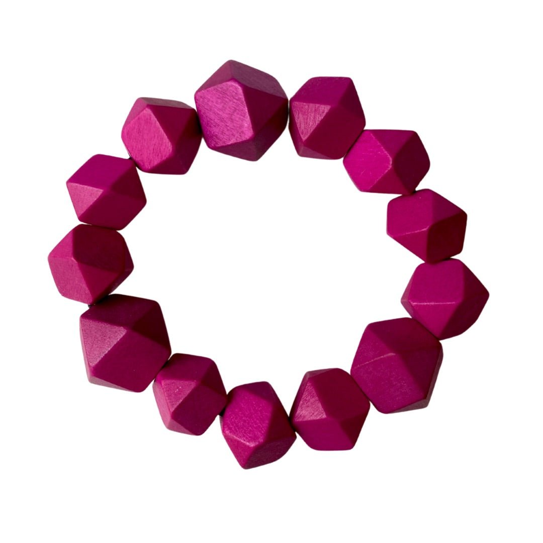 Bracciale legno elasticizzato Swarna - fucsia - Bijondo