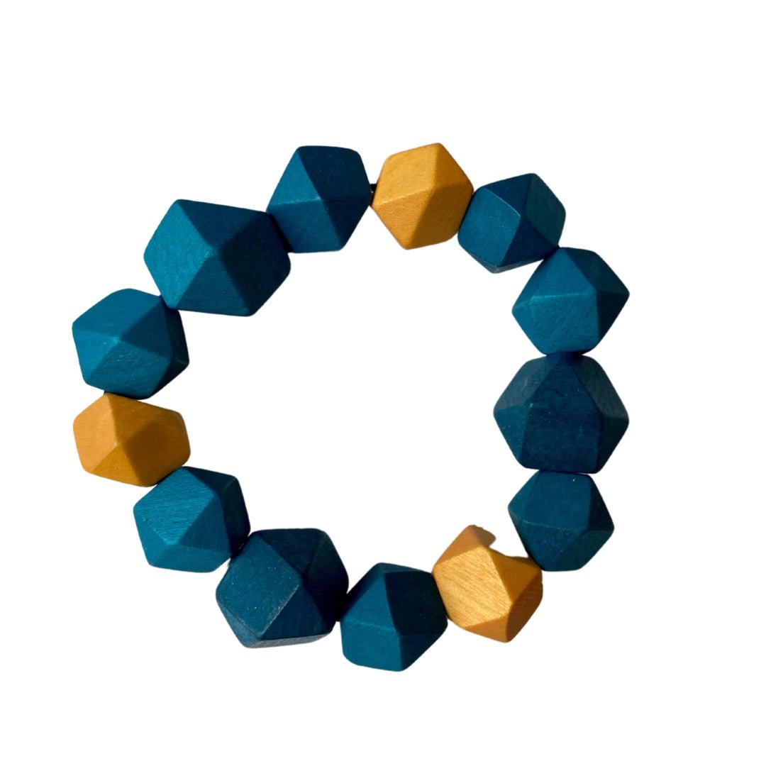 Bracciale legno elasticizzato Swarna - petrolio - Bijondo