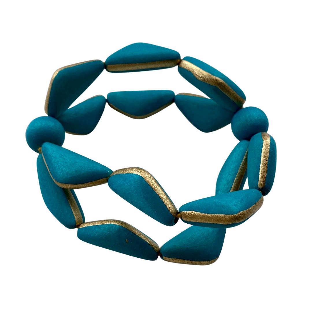 Bracciale legno elasticizzato Thailandia - blu - Bijondo