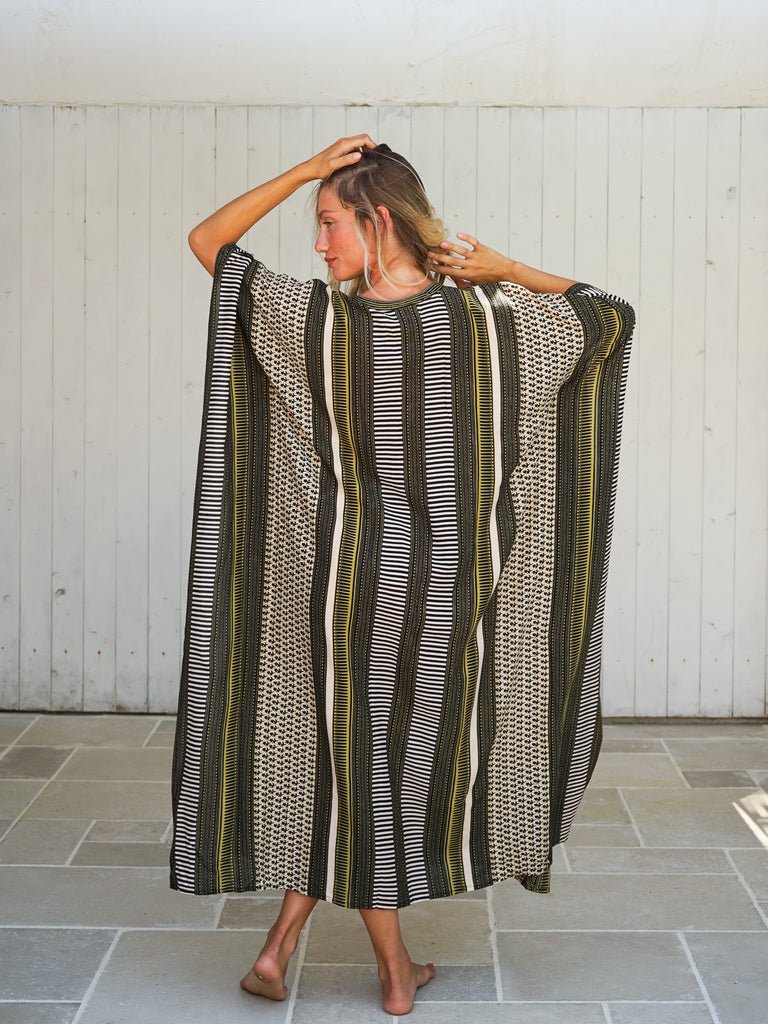 Caftano dettaglio ricamato rayon Sarita - nero - Bijondo