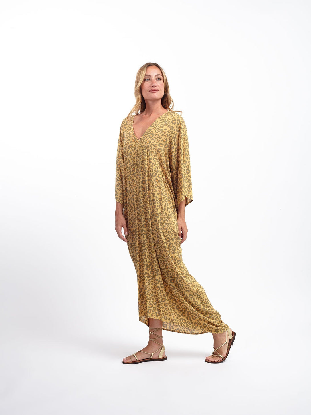 Caftano lungo Grace-blu-taglia unica-Bijondo