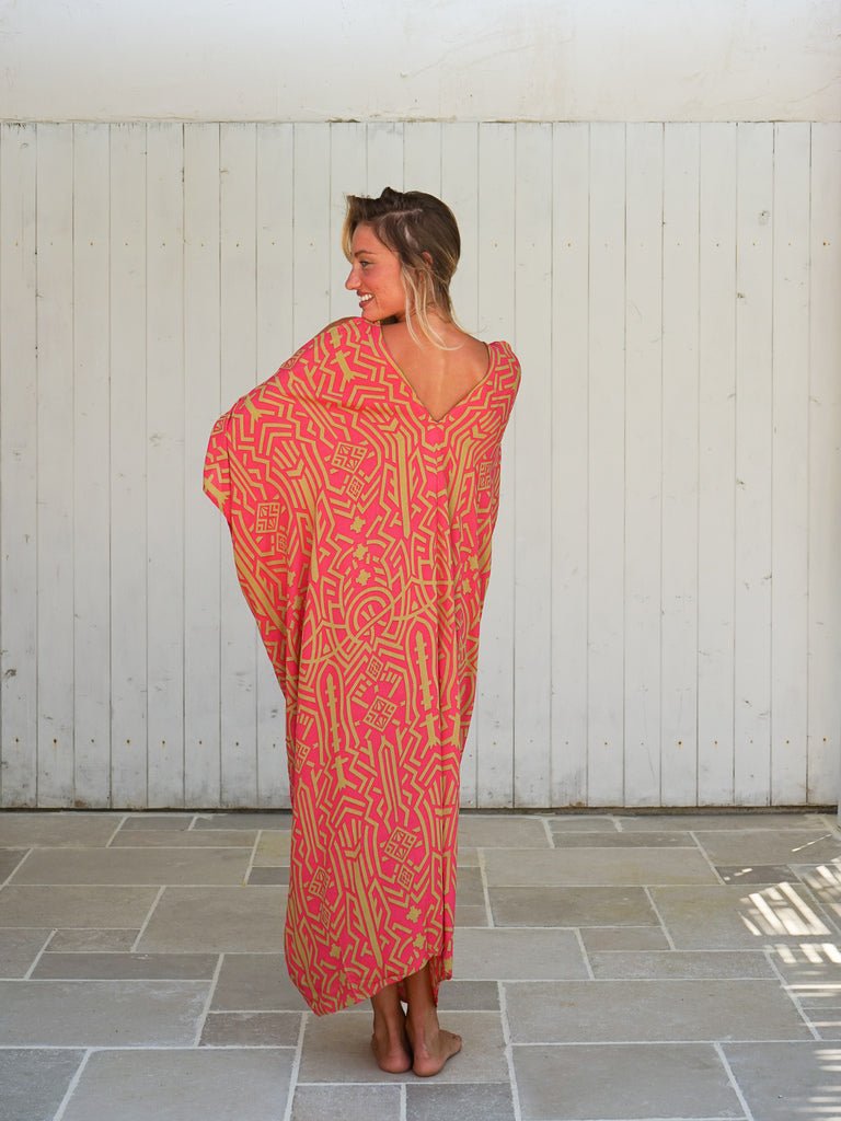 Caftano spacchi manica rayon Nelly - fucsia - Bijondo