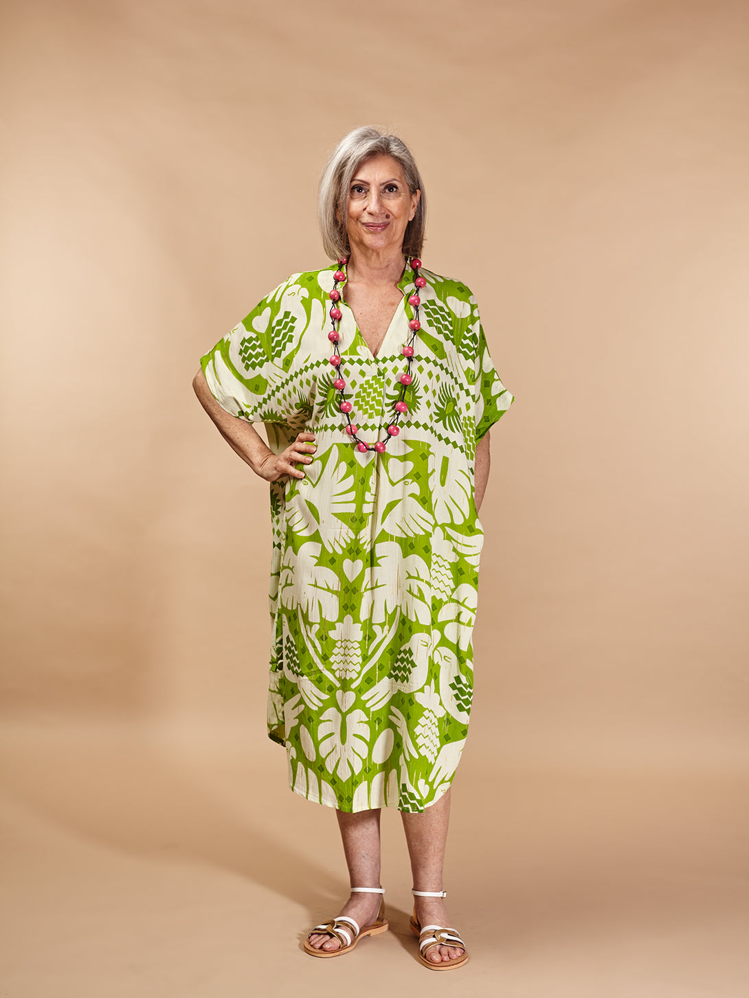 Caftano viscosa Luma-Vestito-Bijondo-Verde-taglia unica-Bijondo