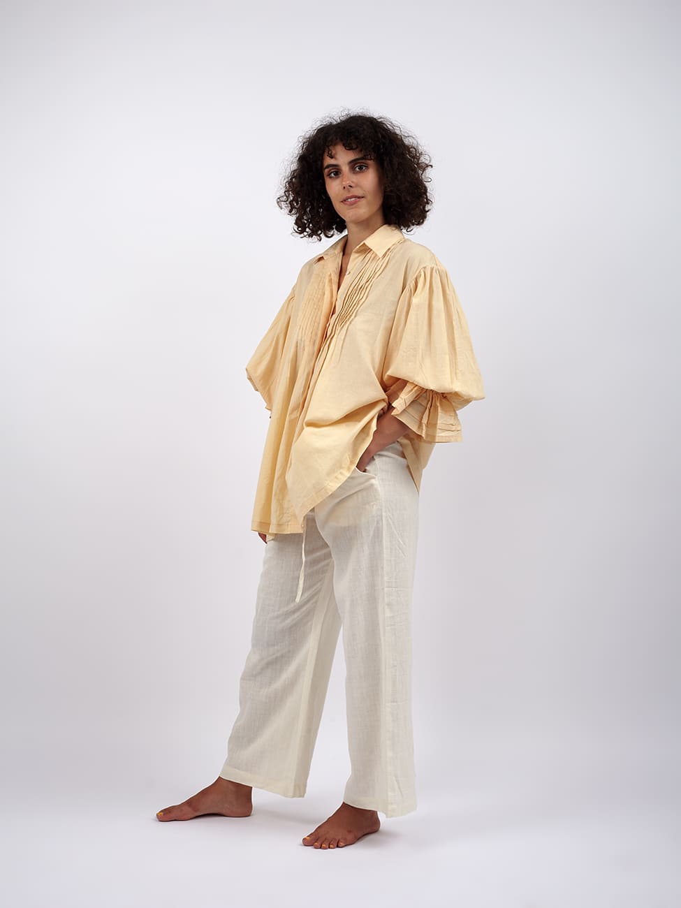 Camicia Boho Cotone Leela - beige - Bijondo