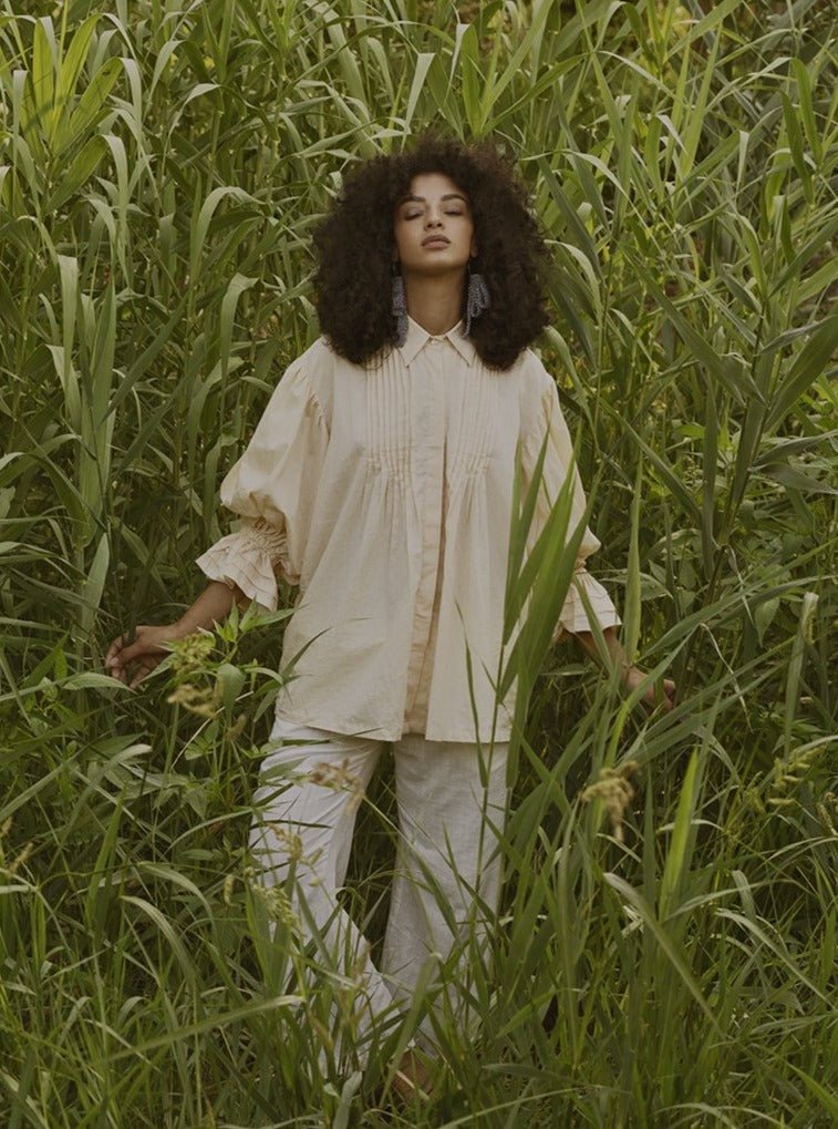 Camicia Boho Cotone Leela - beige - Bijondo