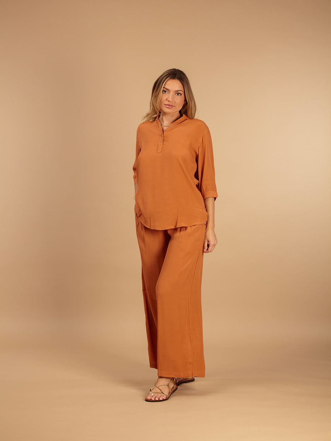 Camicia Rayon Viola-Bijondo-Arancione-taglia unica-Bijondo