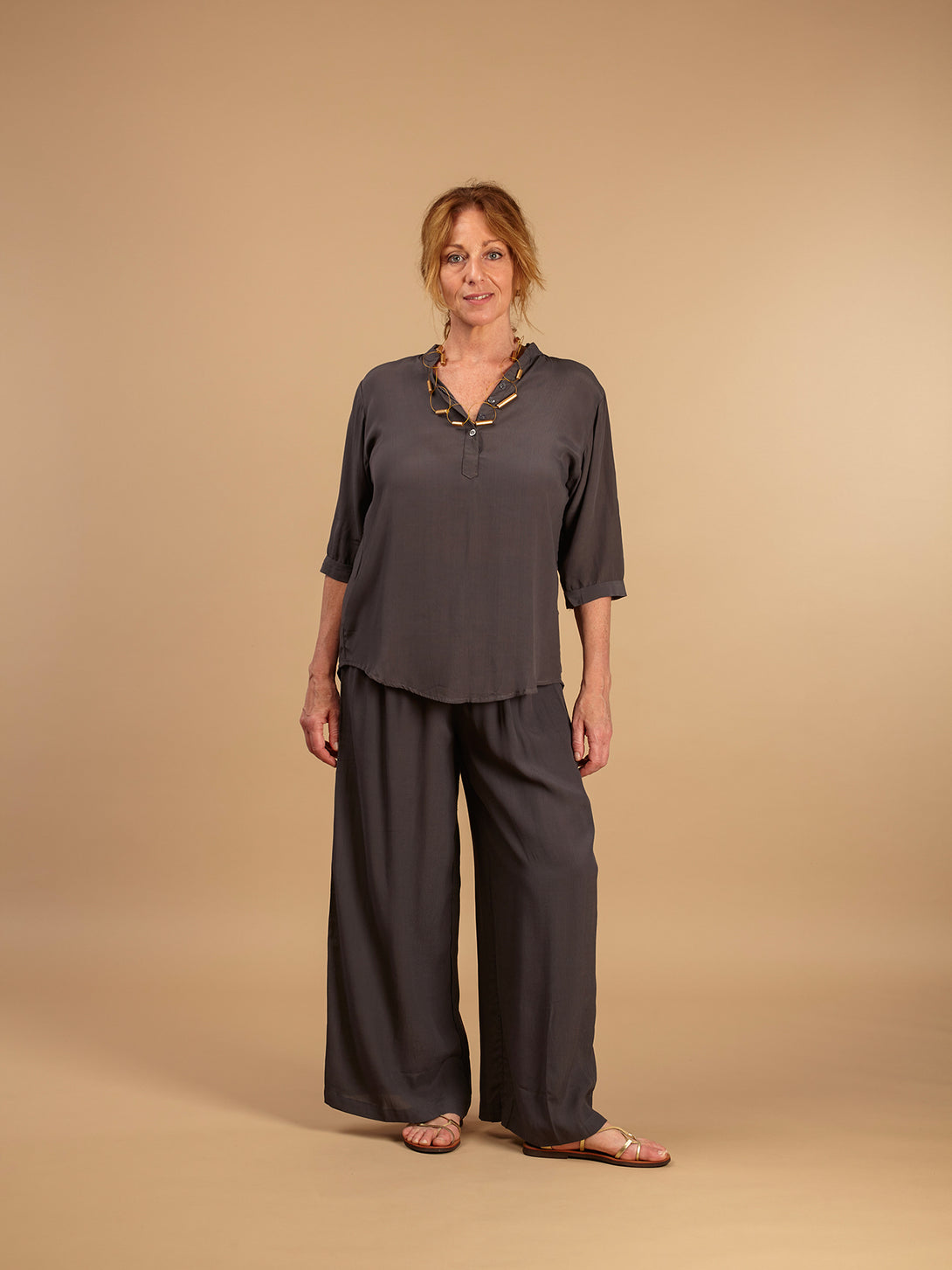 Camicia Rayon Viola-Bijondo-Grigio-taglia unica-Bijondo