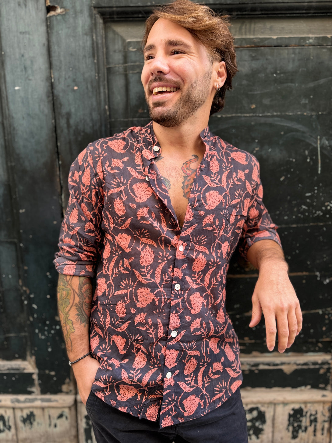 Camicia collo alla coreana cotone Marlon-camicia-WhyY-Bijondo