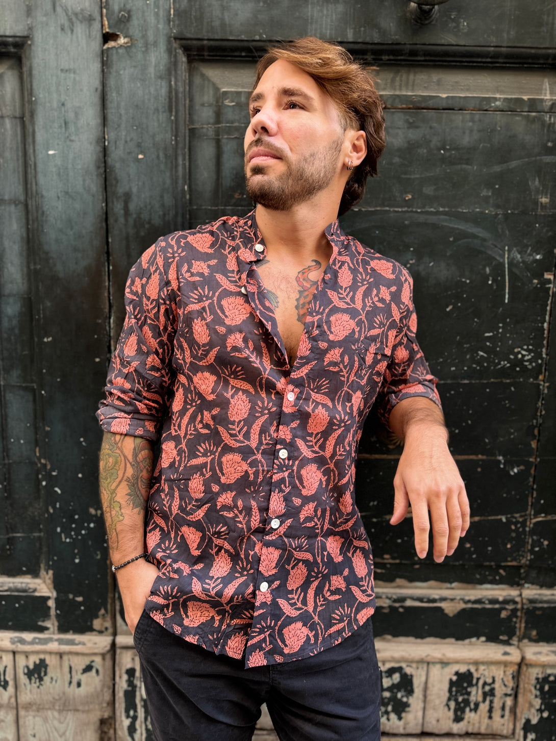 Camicia collo alla coreana cotone Marlon-camicia-WhyY-Bijondo