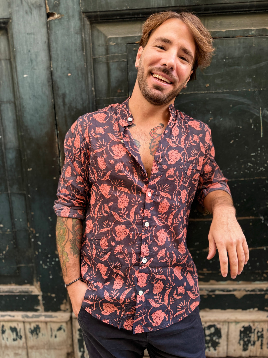 Camicia collo alla coreana cotone Marlon-camicia-WhyY-Bijondo