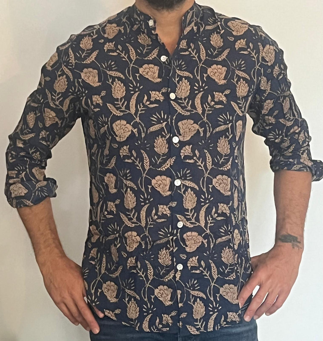 Camicia collo alla coreana cotone Marlon-camicia-WhyY-Bijondo