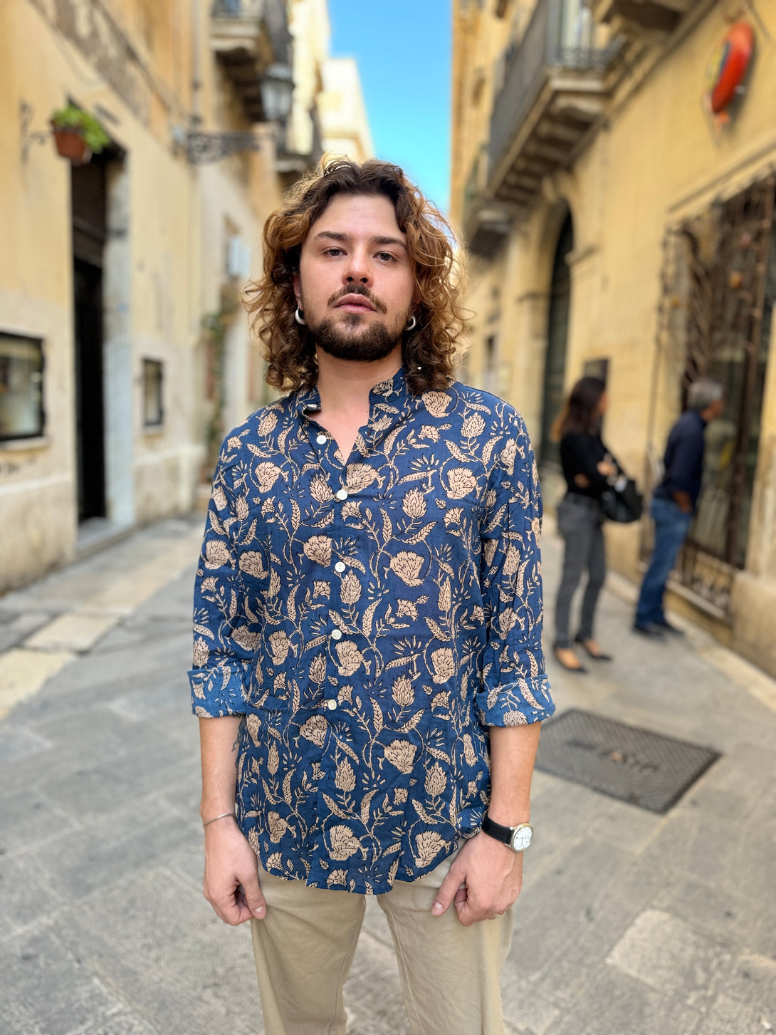 Camicia collo alla coreana cotone Marlon-camicia-WhyY-Blu-S-Bijondo