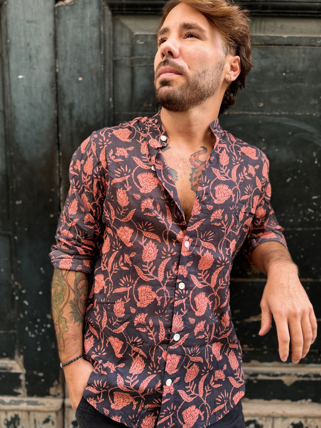 Camicia collo alla coreana cotone Marlon-camicia-WhyY-Rosa-S-Bijondo