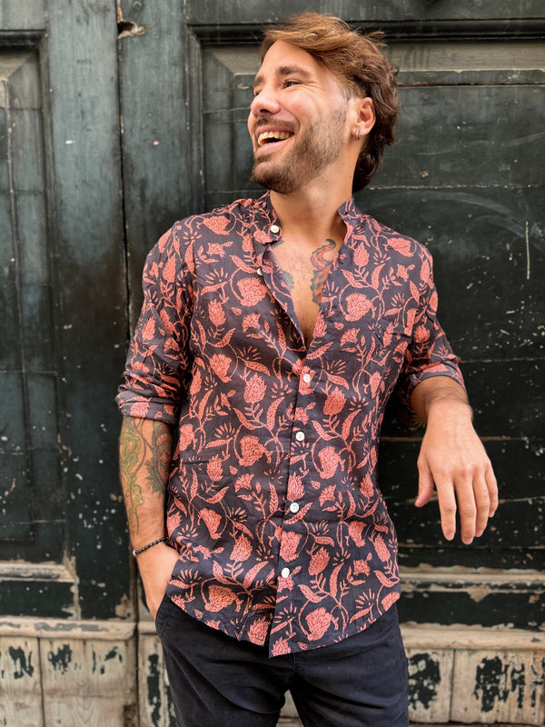 Camicia collo alla coreana cotone Marlon-camicia-WhyY-Bijondo