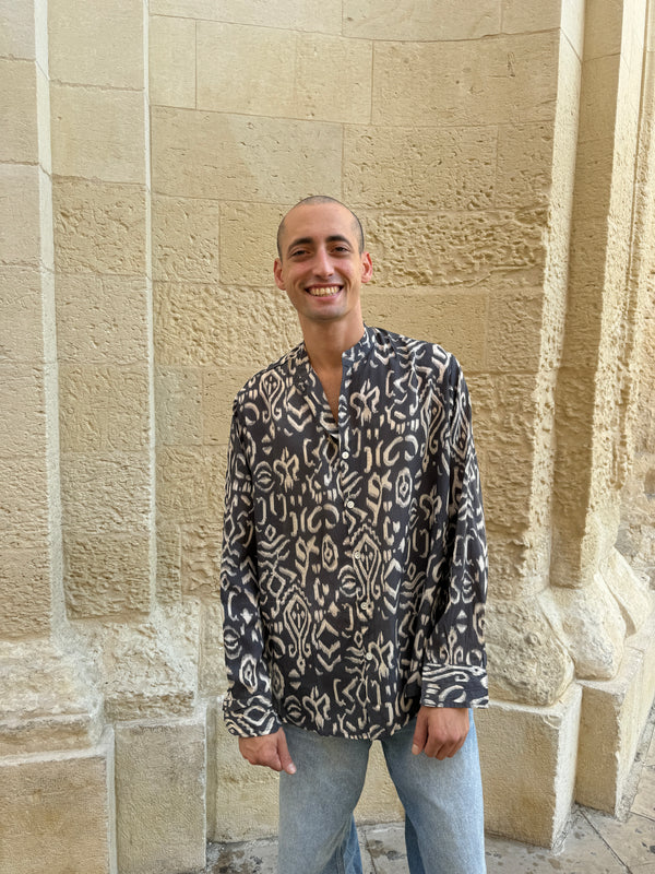 Camicia collo alla coreana viscosa Brando-camicia-WhyY-Grigio-S-Bijondo