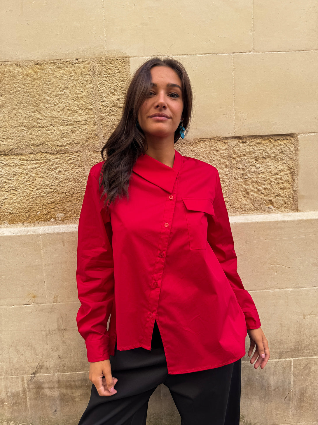 Camicia con metà colletto Loren-camicia-Bijondo-Rosso-taglia unica-Bijondo