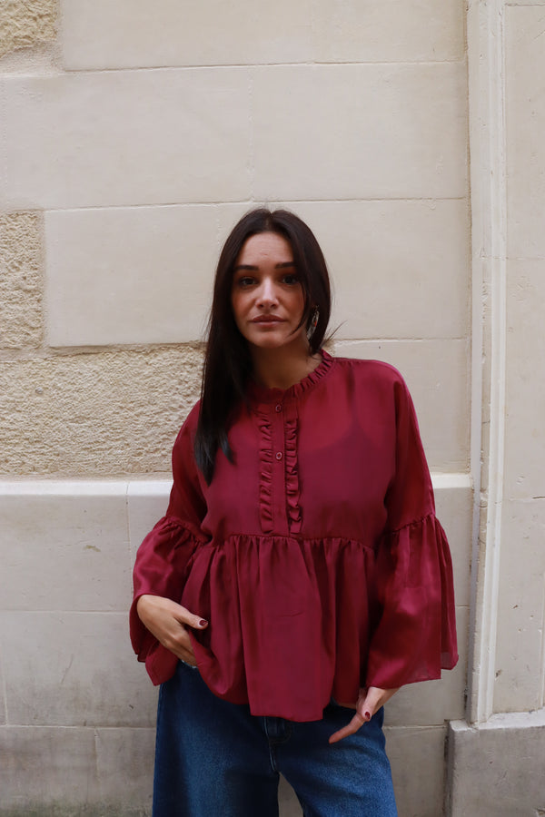 Camicia con volant e ruches Nancy-blusa-Bijondo-Bijondo