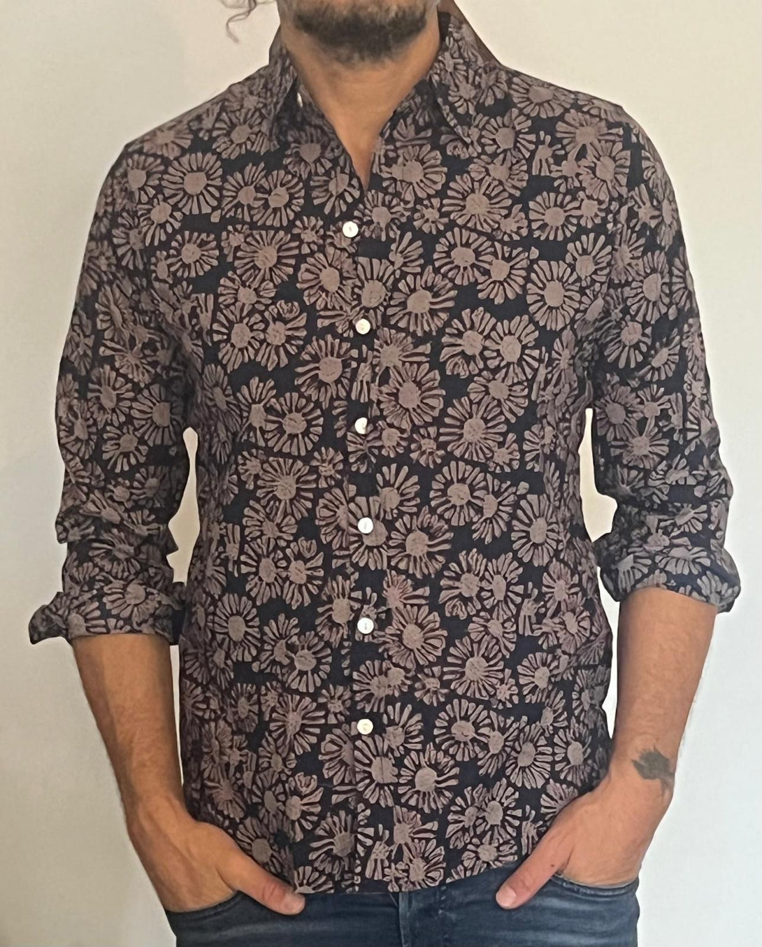 Camicia cotone Flowers-camicia-WhyY-Blu-S-Bijondo