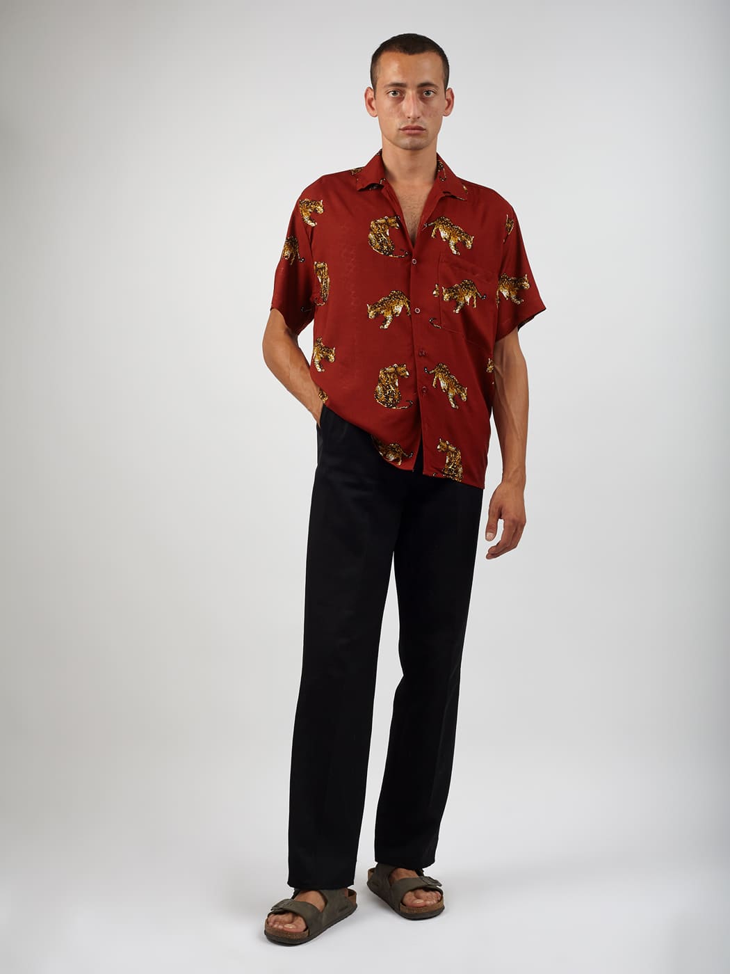 Camicia rayon giaguari Alberto - ruggine - Bijondo