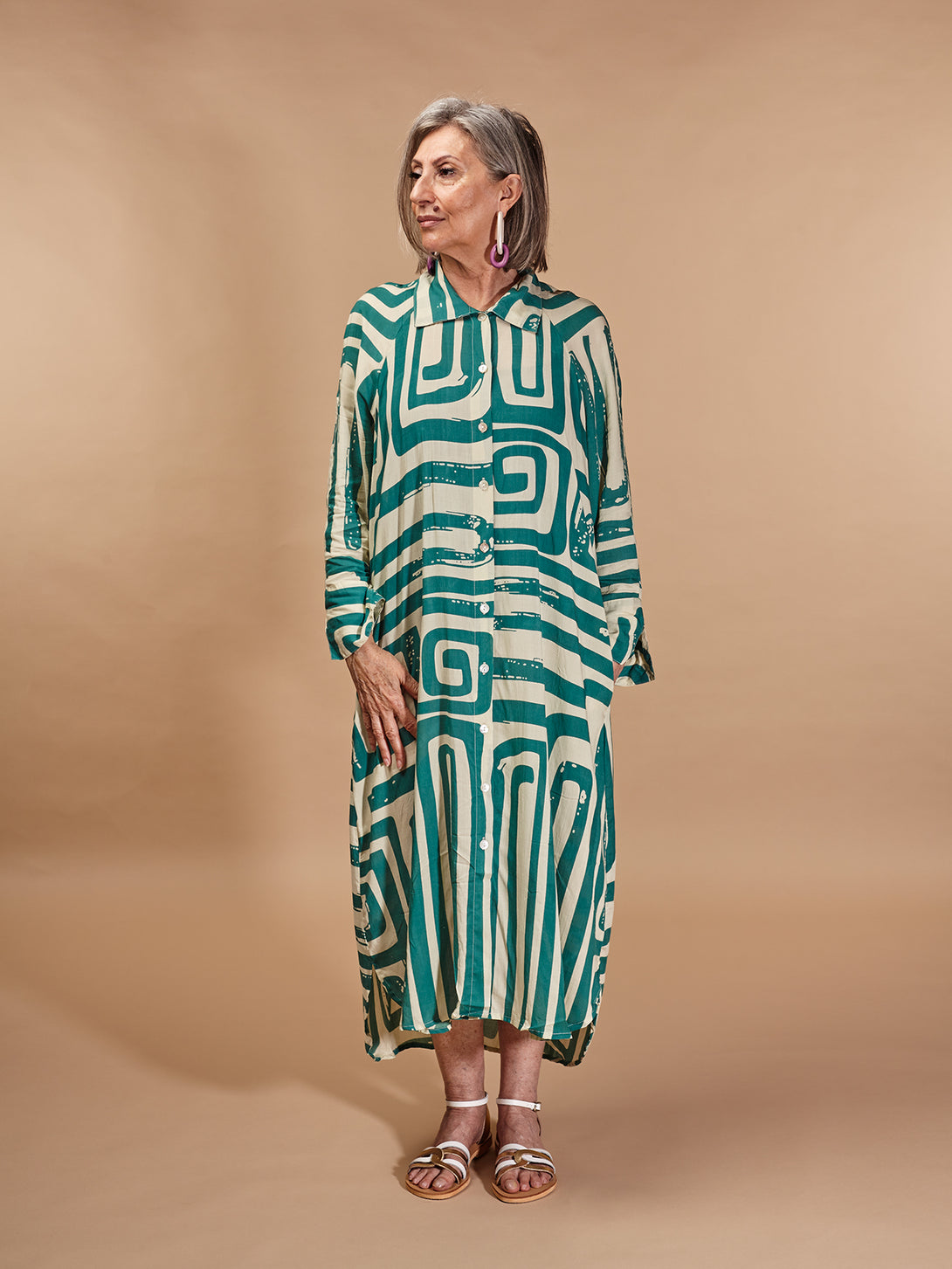 Camicione vestitio, viscosa Thea-vestito-Bijondo-Smeraldo-S-M-Bijondo