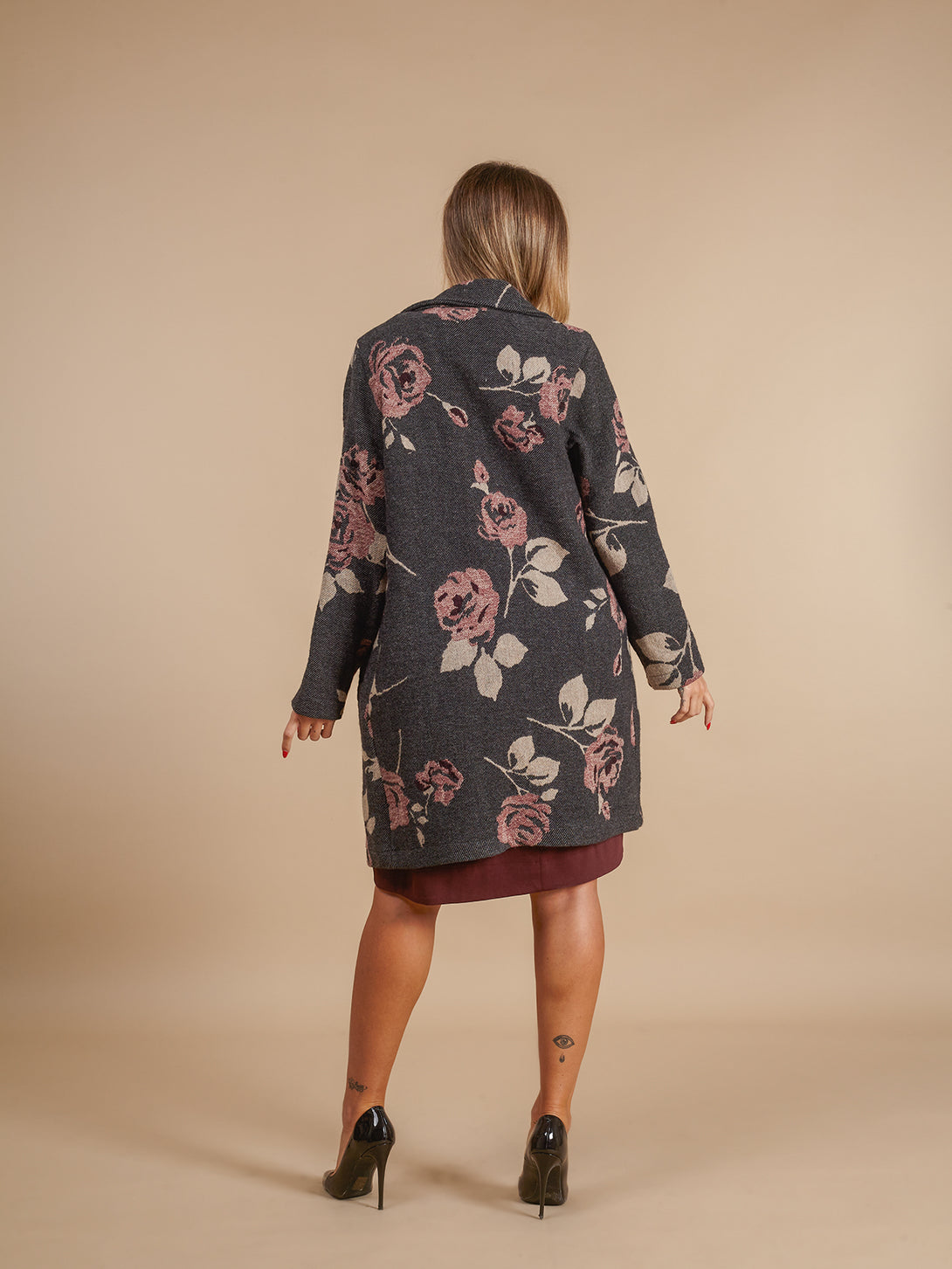 Cappotto classico in lana stampa fiori Genny-cappotto-Bijondo-grigio-S-Bijondo