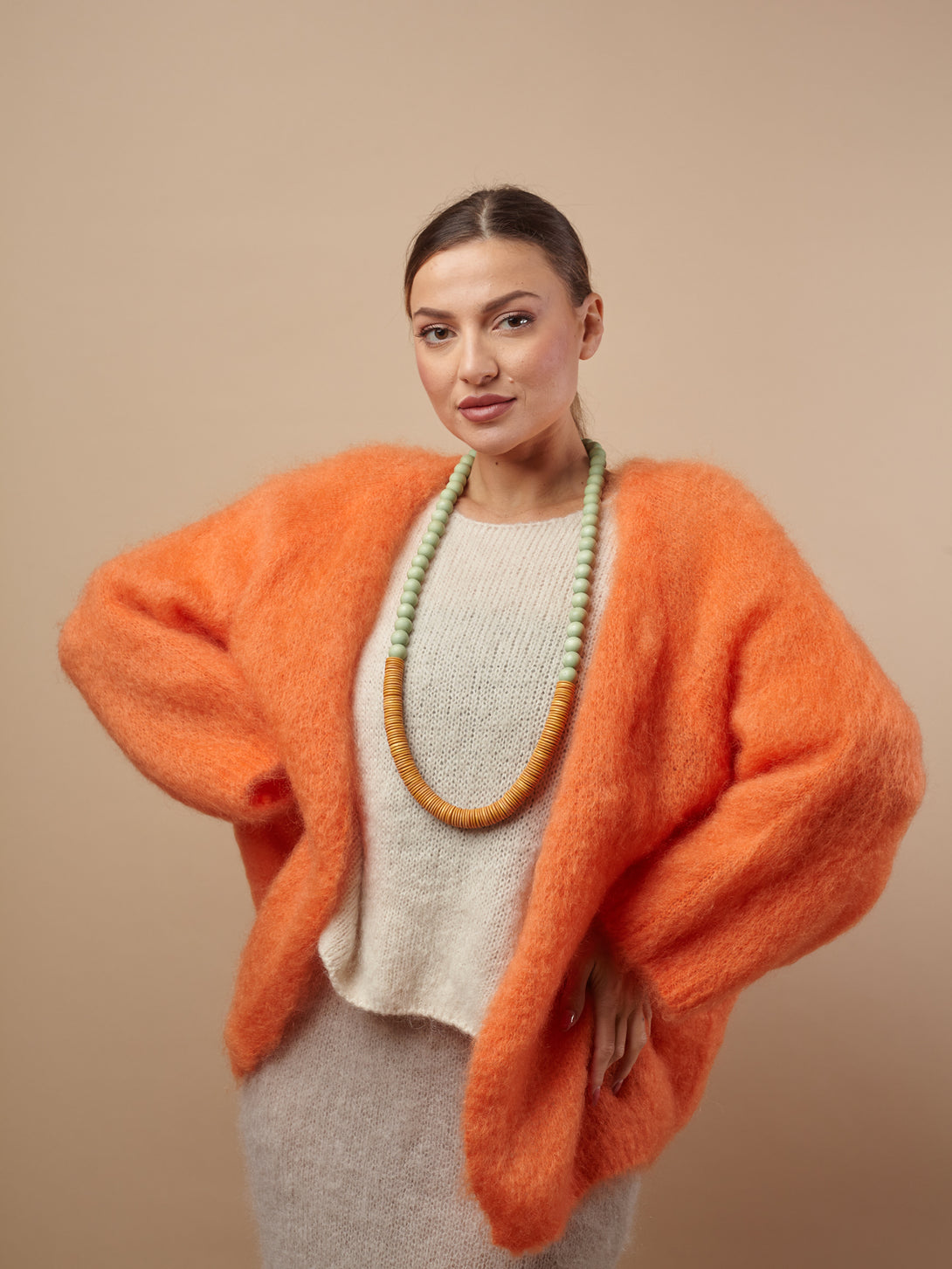 Cardigan aperto in Kid Mohair Artemisia-cardigan-Bijondo-Arancione-Taglia Unica-Bijondo