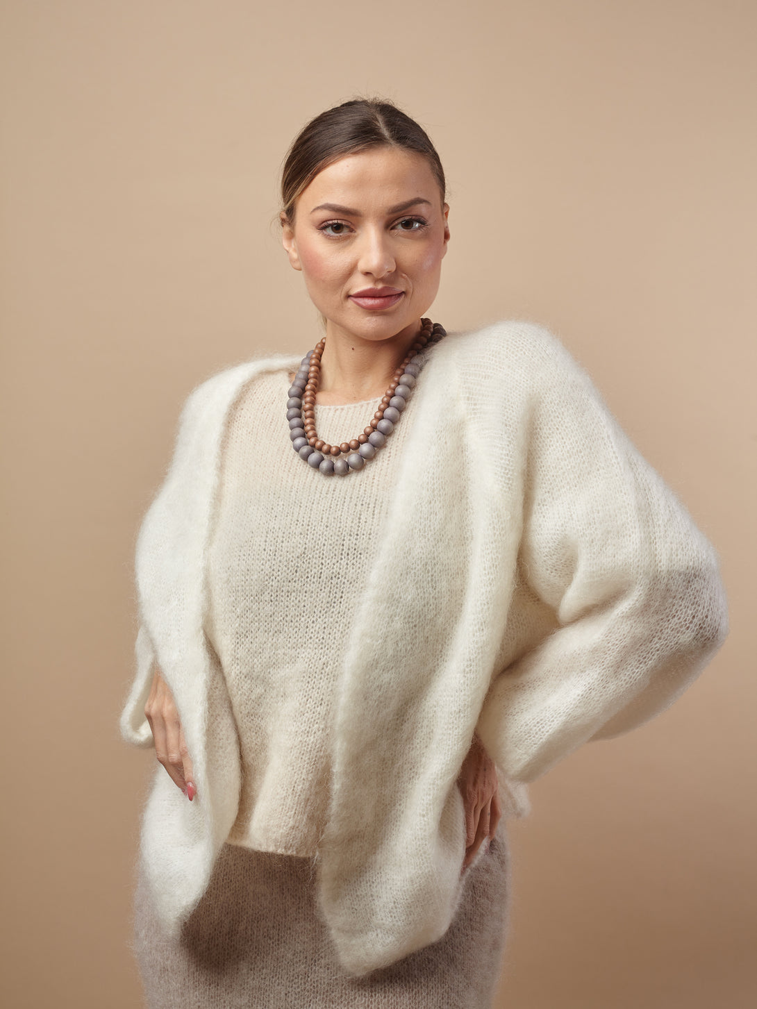 Cardigan aperto in Kid Mohair Artemisia-cardigan-Bijondo-Bianco-Taglia Unica-Bijondo