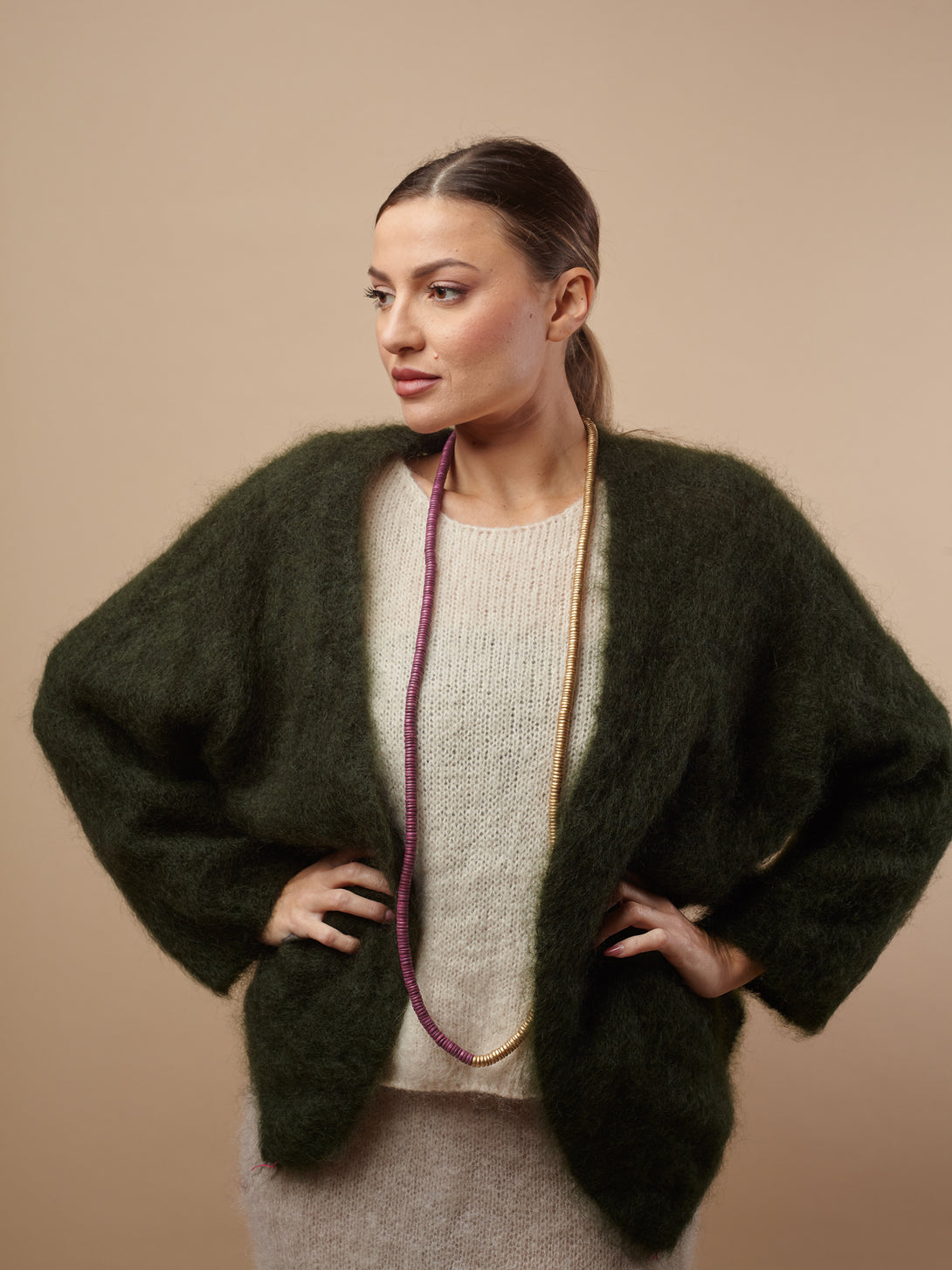 Cardigan aperto in Kid Mohair Artemisia-cardigan-Bijondo-Verde-Taglia Unica-Bijondo