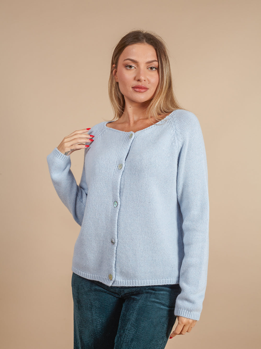 Cardigan bottoni lana e cashmere Rosmara-Maglione-Bijondo-Bijondo