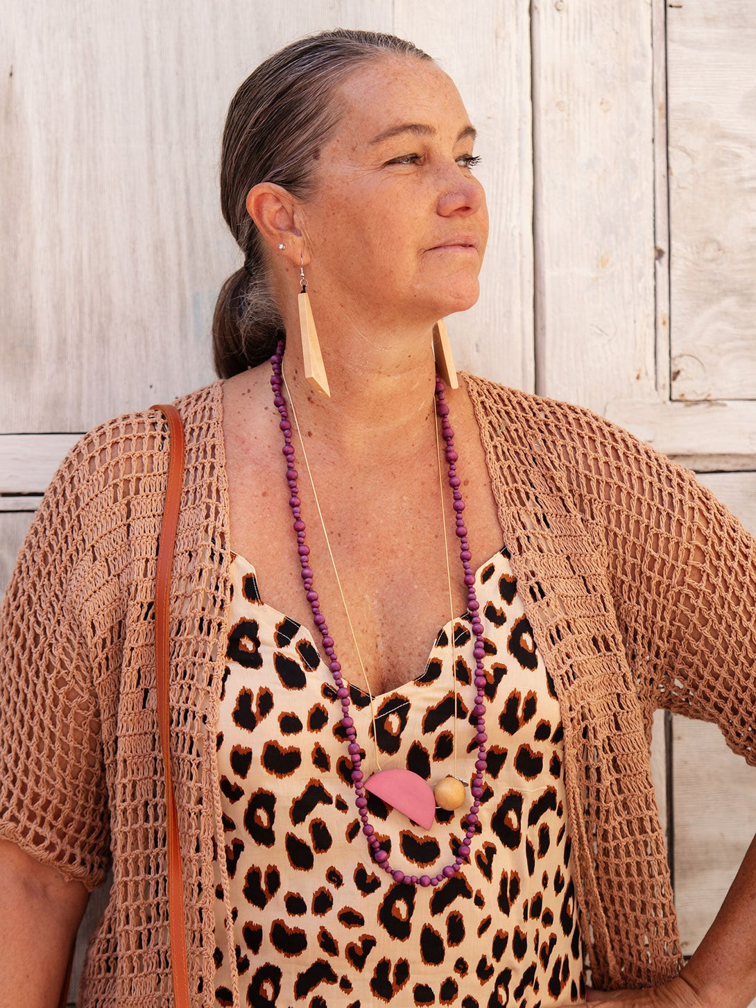 Cardigan con frange Crochet Maria-beige-taglia unica-Bijondo