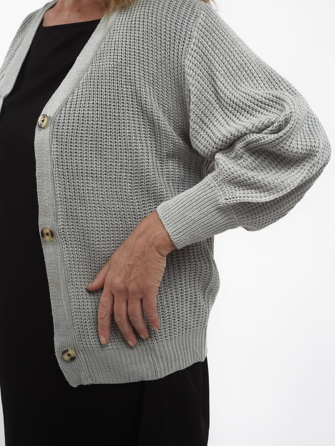 Cardigan corto con bottoni Eleonora-ostrica-taglia unica-Bijondo