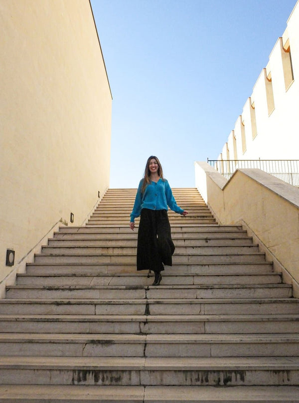 Cardigan corto con bottoni Eleonora - azzurro - Bijondo