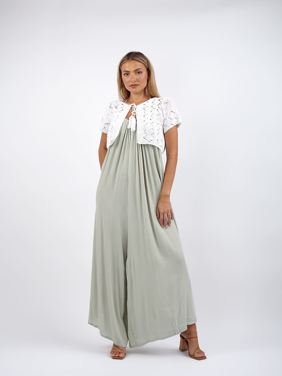 Cardigan crop Crochet Jaqueline - bianco - Bijondo