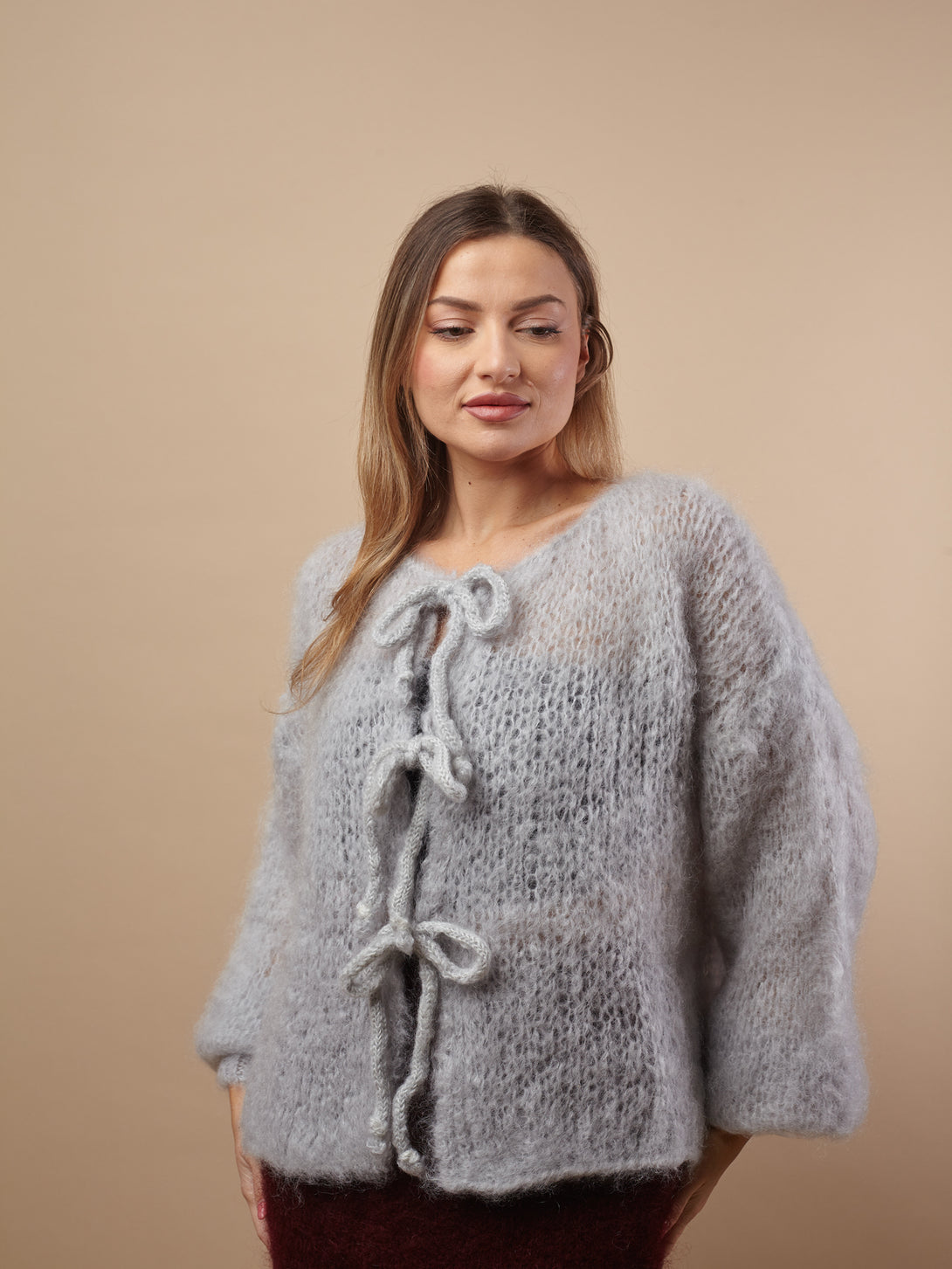 Cardigan kid mohair Bice-Cardigan-Bijondo-Grigio chiaro-taglia unica-Bijondo