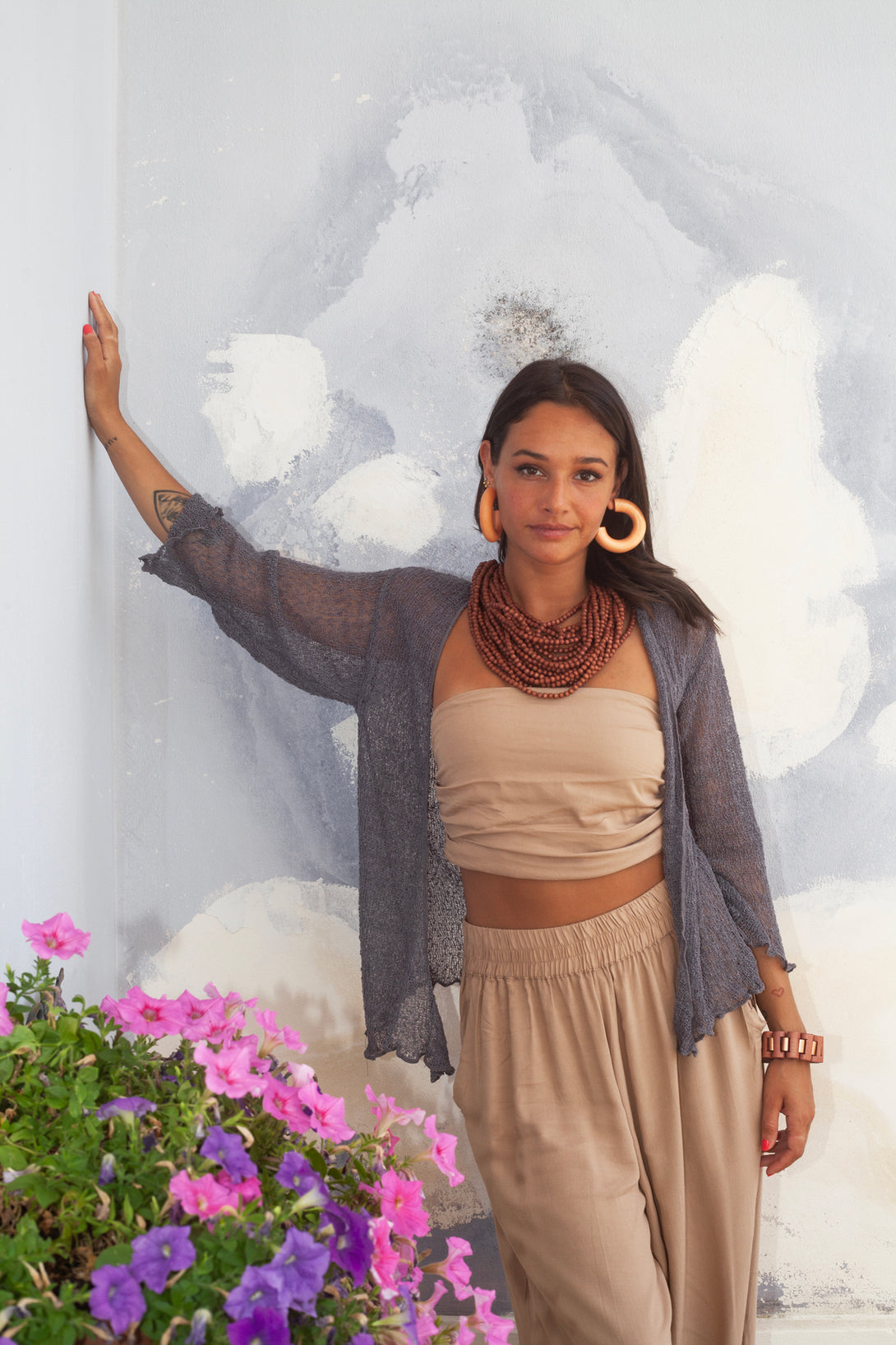 Cardigan rete corto coprispalle rayon Amelia-Cardigan-Bijondo-antracite-taglia unica-Bijondo