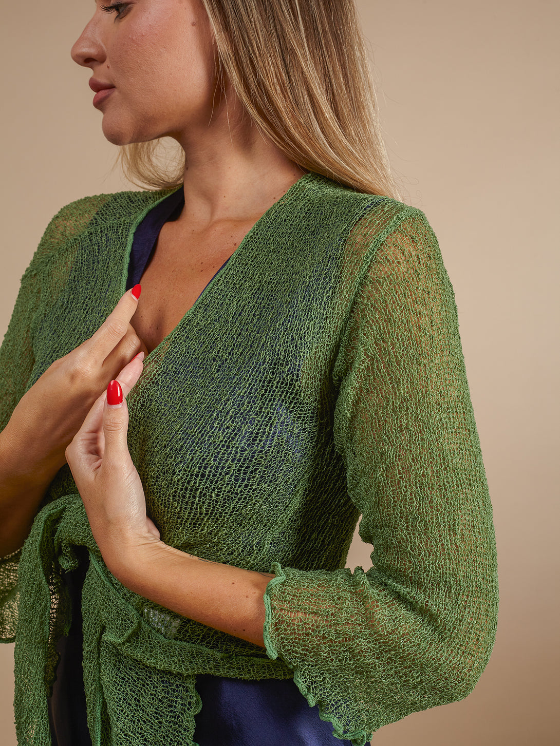 Cardigan rete corto coprispalle rayon Amelia-Cardigan-Bijondo-verde-taglia unica-Bijondo