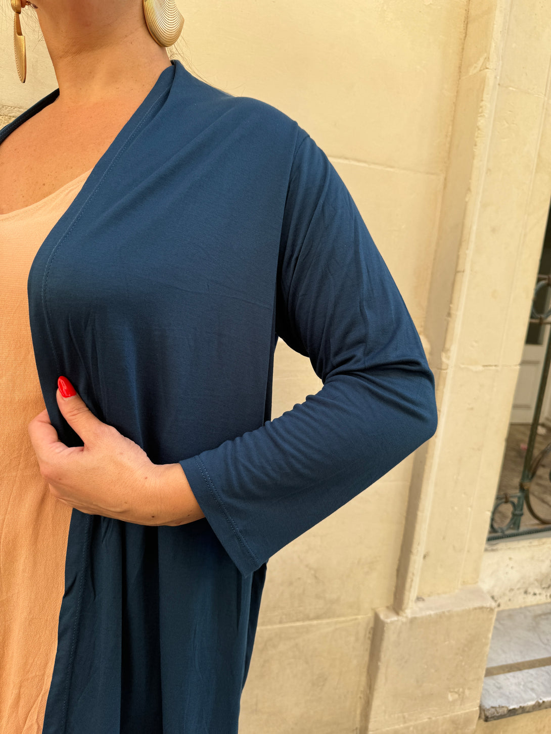 Cardigan tinta unita leggero jersey Adeline-Cardigan-Bijondo-Blu-taglia unica-Bijondo