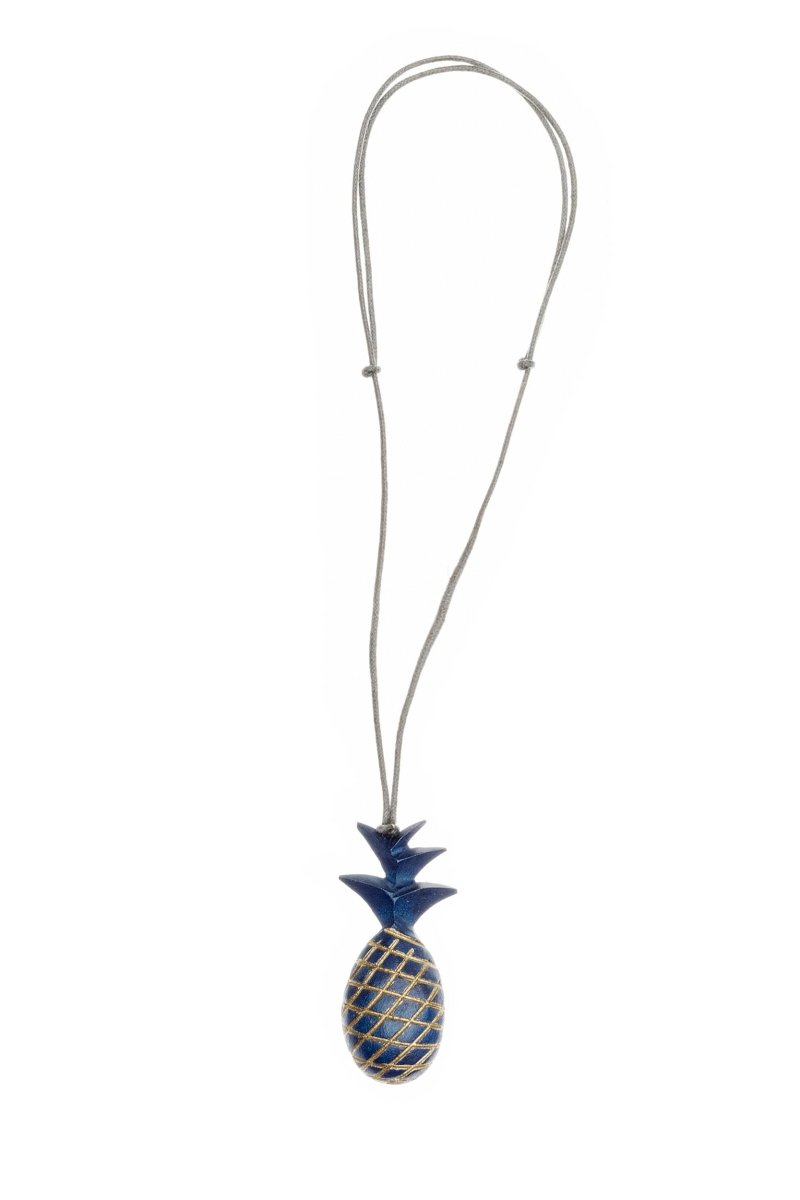 Collana Ananas legno - blu - Bijondo