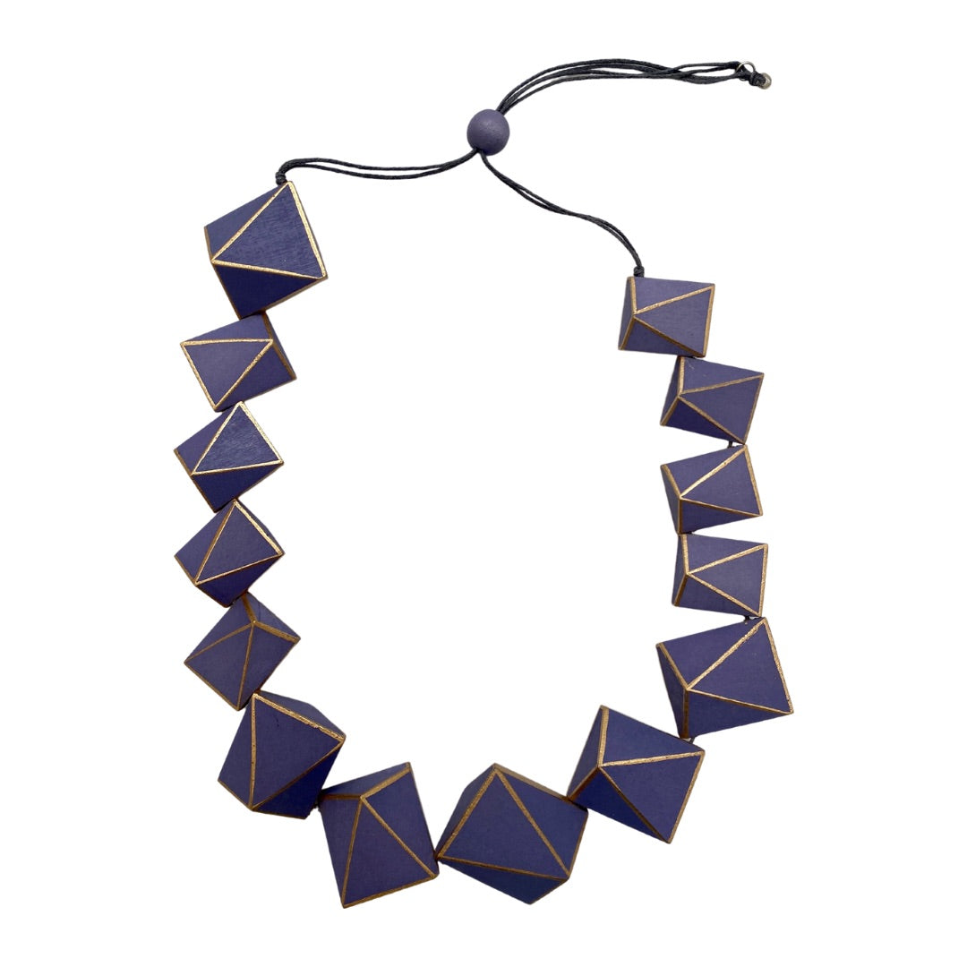 Collana Andorra legno regolabile-lilla-Bijondo