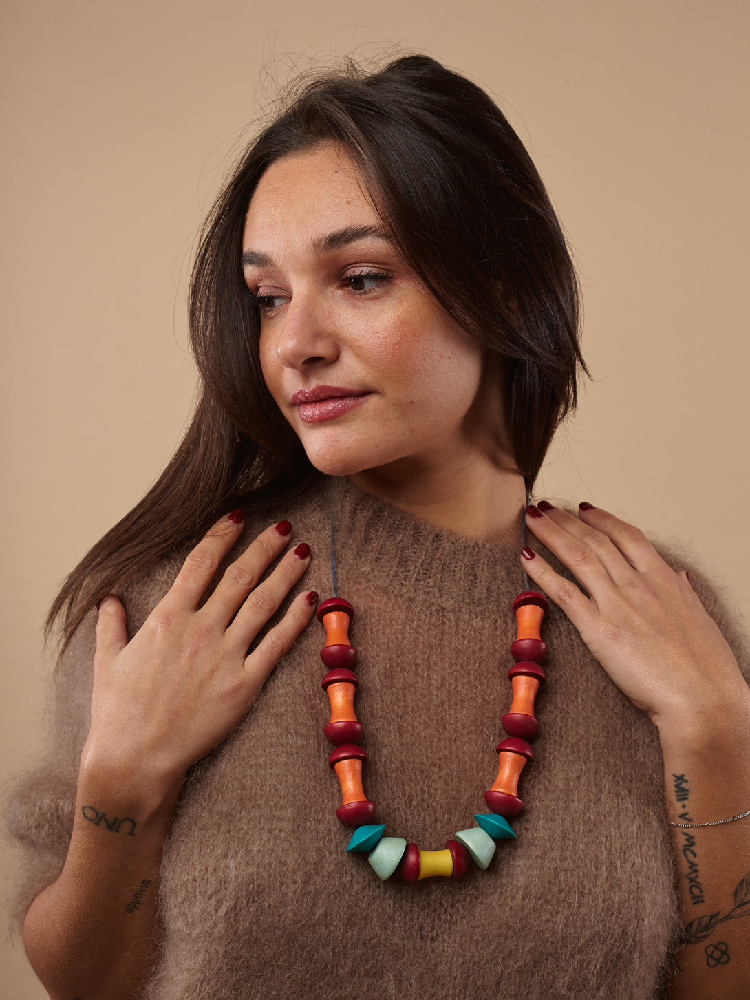 Collana Arlo legno regolabile-orecchini-Bijondo-Bijondo