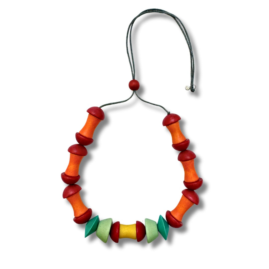 Collana Arlo legno regolabile-orecchini-Bijondo-Arancione-Bijondo