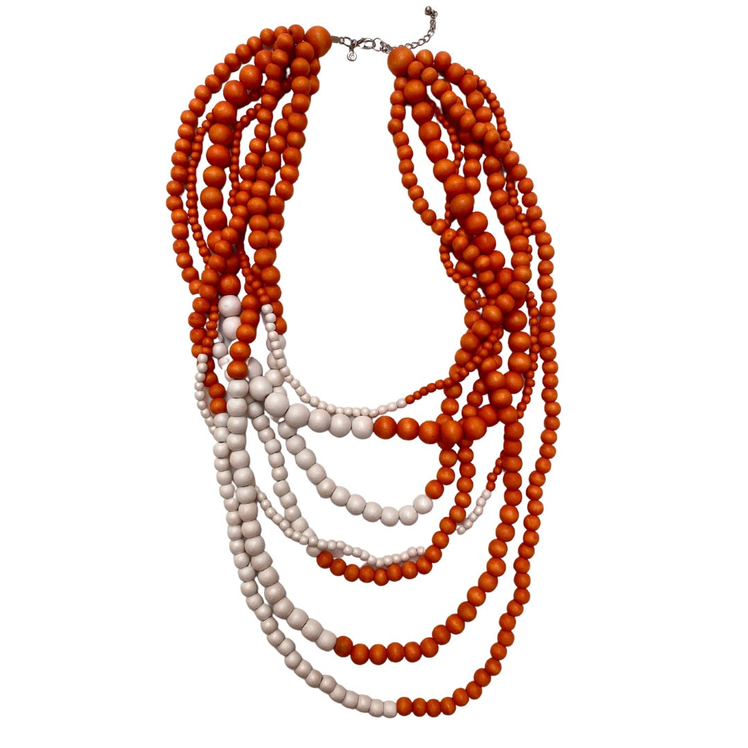 Collana Brasile Metallic-arancione-bianco-Bijondo