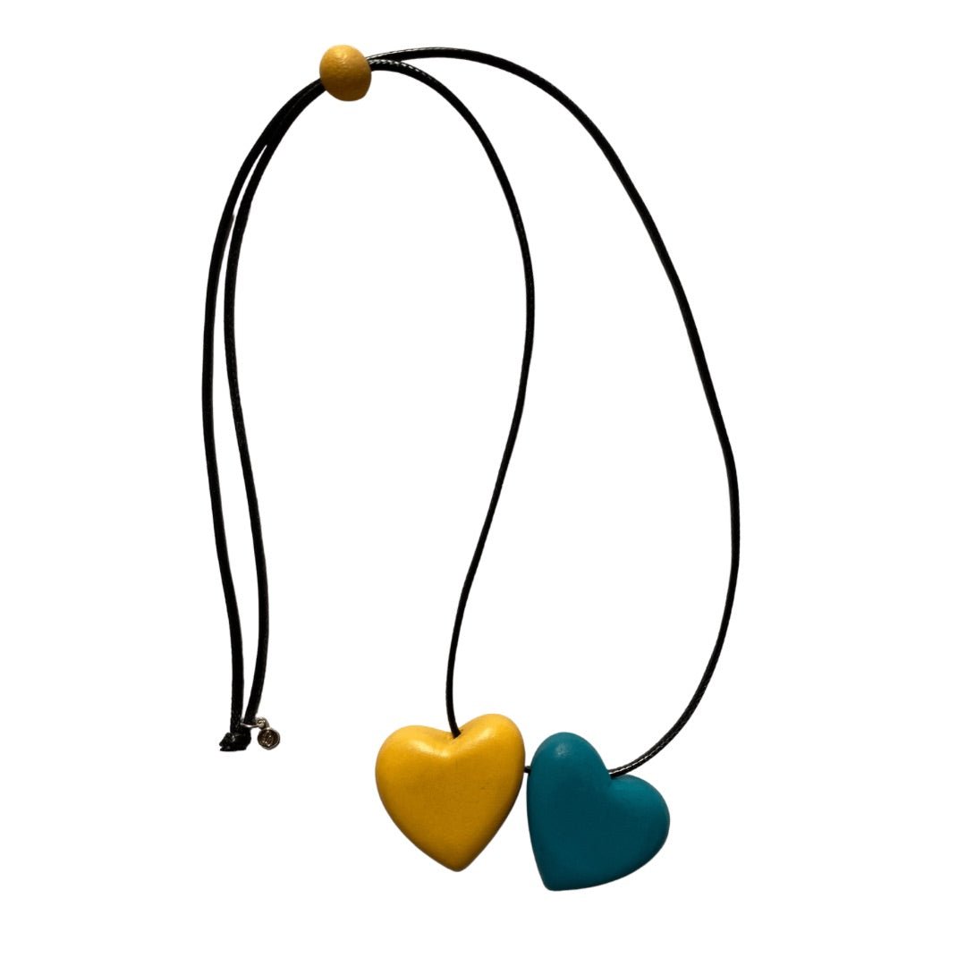 Collana Cuori legno regolabile - giallo - Bijondo