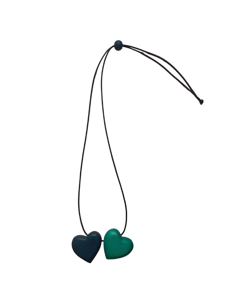Collana Cuori legno regolabile - verde - Bijondo