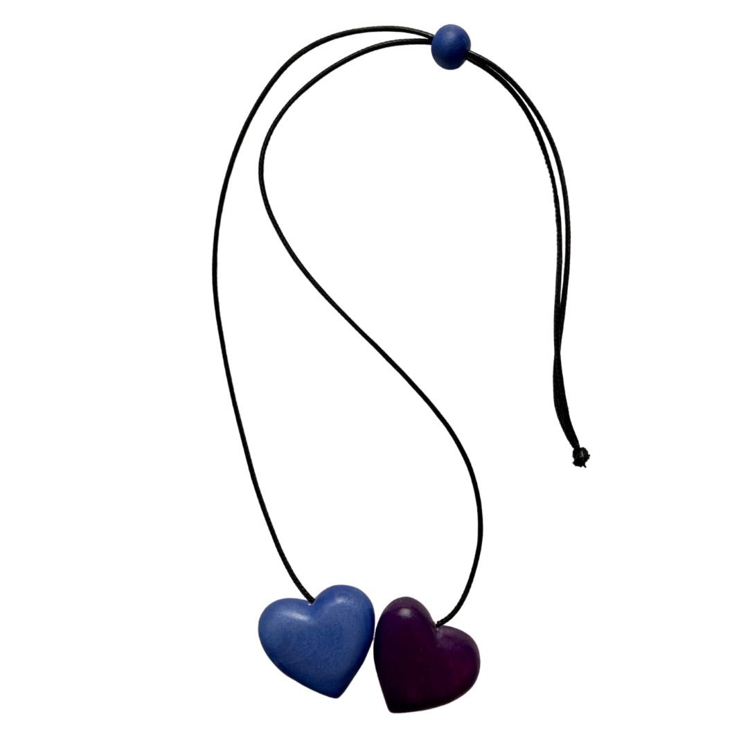 Collana Cuori legno regolabile - viola - Bijondo