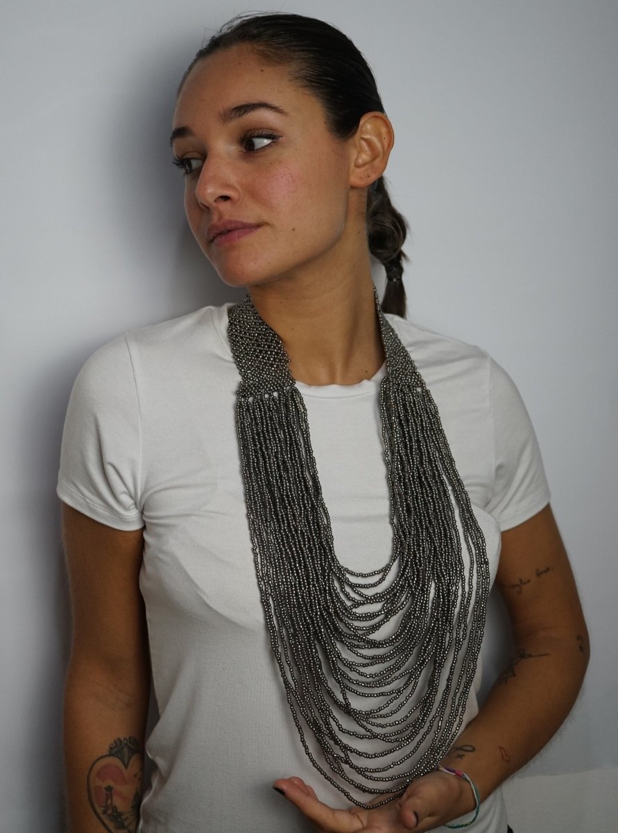 Collana Elegante Vetro - argento - Bijondo