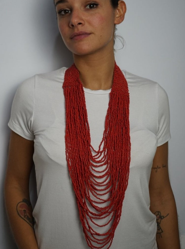 Collana Elegante Vetro - rosso - Bijondo