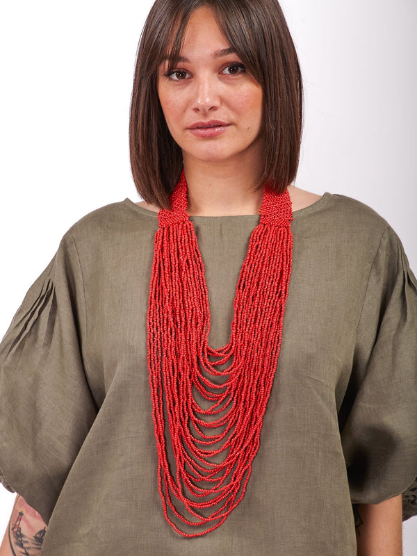 Collana Elegante Vetro-rosso-Bijondo